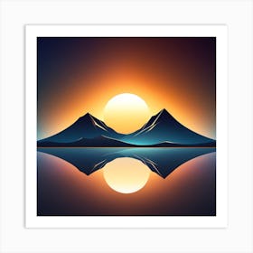 Sunset Mountain Landscape Art Print