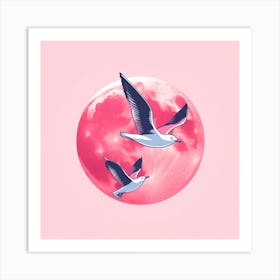 Pink Seagulls Art Print