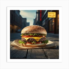 Burger In The City Art Print