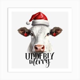 Santa Cow Art Print