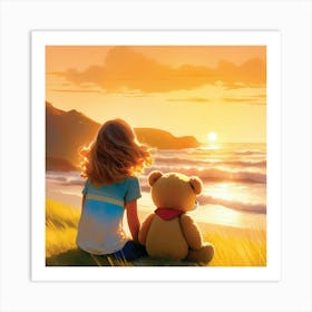 Bear And Girl Art Print