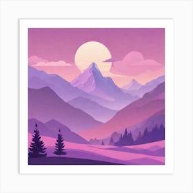 Misty mountains background in purple tone 67 Art Print