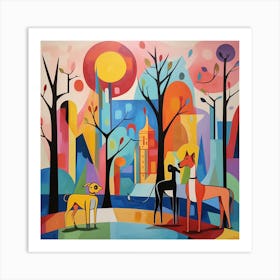 Dogs In The Park Art Print