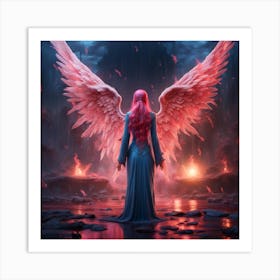 Pink Angel Wings Art Print