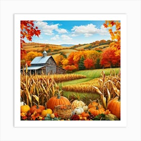 Bright Autumn Palette Incorporating Traditional Holiday Elements Styled In A Modern Art And Design (4) Art Print