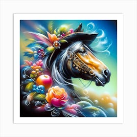 Horse With Flowers 1 Art Print