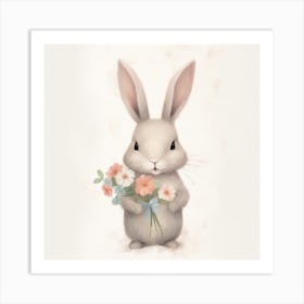 Bunny With Flowers Art Print