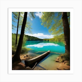 Blue Lake In The Forest 8 Art Print