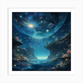 Space Landscape paintings art print Art Print