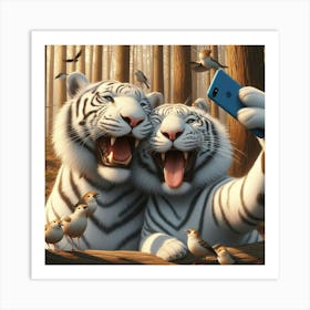 White Tiger Selfie Art Print