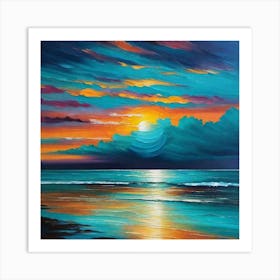 Sunset At The Beach 757 Art Print