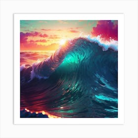 Ocean Waves At Sunset Art Print