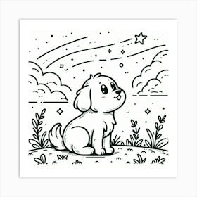 Line Art dog 2 Art Print