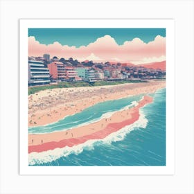 Bondi Beach In Risograph Style Art Print 1 Art Print