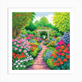 Garden Path, Design An Artwork Of A Bustling City Street In The Rain 2 Art Print