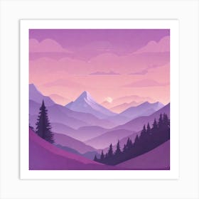 Misty mountains background in purple tone 58 Art Print