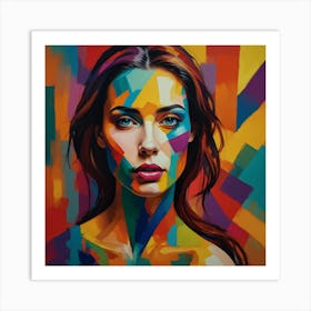 Woman With Colorful Face Art Print