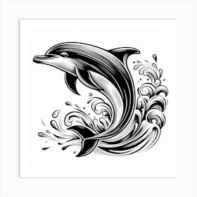 Line Art dolphin 1 Art Print