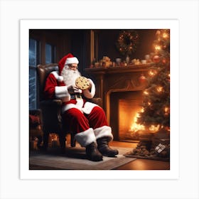 Santa Claus Eating A Cookie Art Print