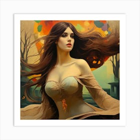 Girl in Art Nouveau Style Art Print Art Print. Art Print