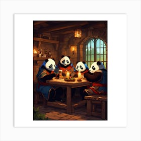 Panda Bears At The Table Art Print