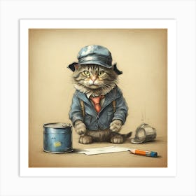 Cat In A Suit 25 Art Print