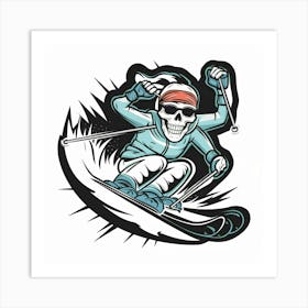 Skier Skeleton Art Print