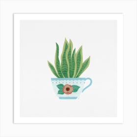 Sanseveria Houseplant Coffee Cup Painting Art Print