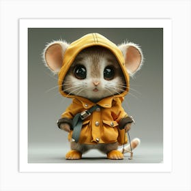 Mouse In Raincoat Art Print