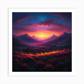 Sunset In The Mountains 31 Art Print