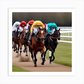 Jockeys Racing On The Track 1 Art Print