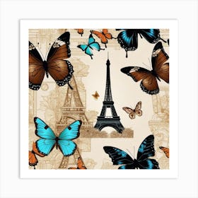 Paris Butterflies Wallpaper Art Print