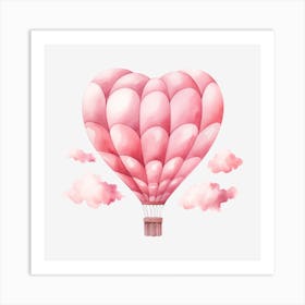 Pink Heart Hot Air Balloon 5 Art Print