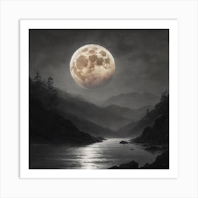 Full Moon Over Water Art Print