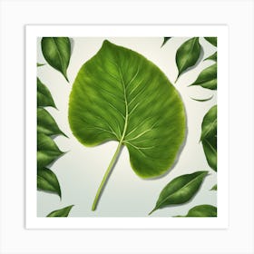 Green Leaf Isolated On White Background Art Print