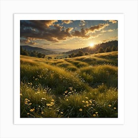 Sunset In The Meadow 1 Art Print