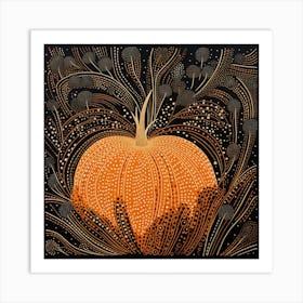 Yayoi Kusama Inspired Pumpkin Black And Orange 1 Art Print