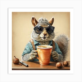 Squirrel With A Cup Of Coffee 2 Art Print