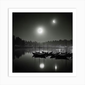 Moonlight Over The Lake Art Print