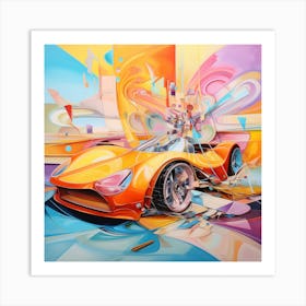 Orange Car Art Print