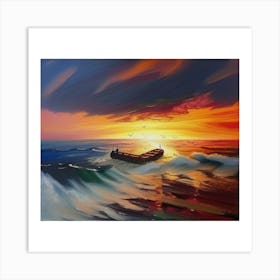 Sunset Boat Art Print