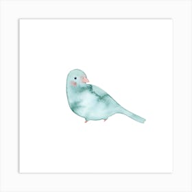 Blushing Bird Teal  Square Art Print