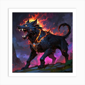 Wolf In Flames 2 Art Print