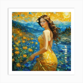 Girl In Yellow Dress fun hi Art Print