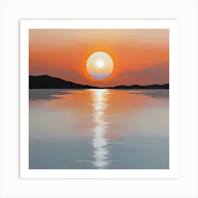 Sunset Over Water Paintings Art Print 2 Art Print