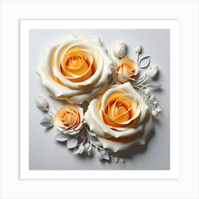 Spring flowers on a bright white wall, 4 Art Print