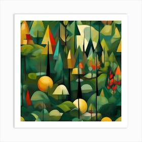 Cubism Art, Abstract forest 1 Art Print