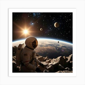 Astronaut watching the Earth Art Print