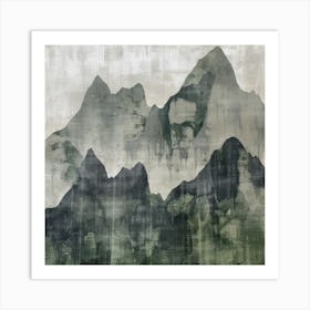 Japanese Watercolour Of Mount Aino 1 Art Print