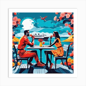 Couple At The Table 3 Art Print